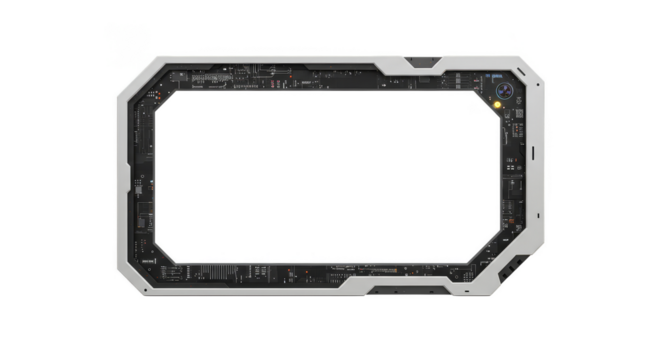 Technological Sci Fi Frame Border White Futuristic Abstract Design - Powered by Adobe