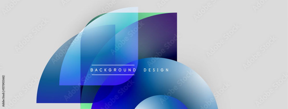 Poster abstract shapes overlap, creating gradient effect. blue, purple hues dominate design. text reads bac