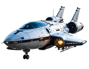 Obraz premium Futuristic spaceship on white background