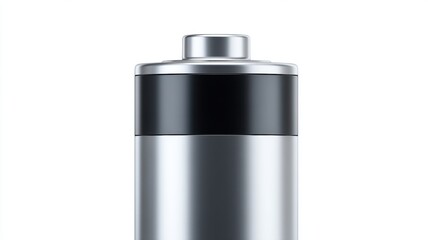 Portable power source. Battery with a sleek design and metallic finish.