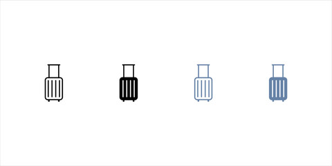 Luggage trolley line icon set, travel suitcase symbol. Suitcase icon set. Valise, baggage, luggage icon. Luggage suitcase, travel bag icons. Trip baggage sign vector icons illustration in transparent.