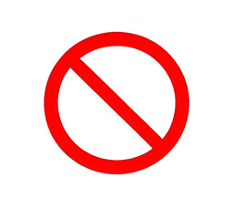 not allowed isolated red sign, red circle with a red line on it