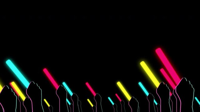 同じ方向に揺れるペンライト(カラフル)_ループ再生対応/MOV