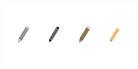 Set Bundle Vector Collection of Pencil Icon Logo Templates. Stationary School Illustration Design