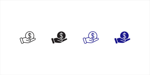 Ilustration Money savings and finance vector linear icons set. Isolated icon collection such as money, dollar, currency, coins, hand, credit card, finance and more. Isolated icon collection of money r
