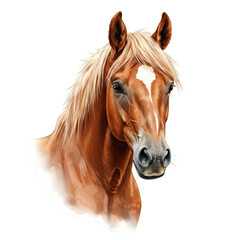 Watercolor Equine Portrait Detailed Horse Head Isolated on Transparent