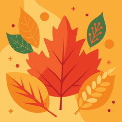 Naklejka premium Abstract Autumn Poster Cover Card With Bright Leaf Design