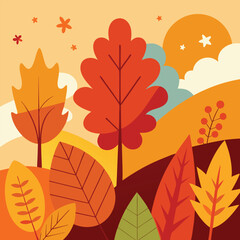 Autumn Season Poster With Bright Abstract Background