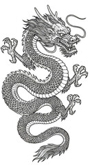 Obraz premium White Dragon Illustration Animal Mythical Oriental Tattoo Design