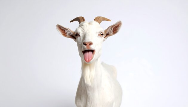 Playful Goat Sticking Out Tongue Adorable Farm Animal Photo