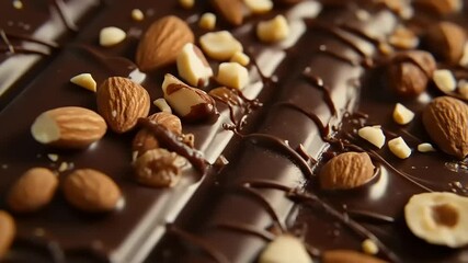 Dark Chocolate Almond Bar Closeup.