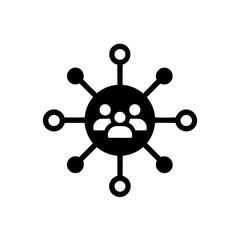 Abstract user icon at the center of a radial diagram showing multiple digital or team connections