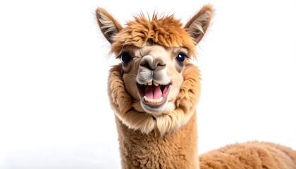 Obraz premium Adorable Alpaca Portrait A Cheerful Close-Up of a Happy Llama