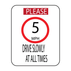 5 mph speed limit traffic sign vector illustration slows down the speed of vehicles to improve safety, especially in high-risk areas or with many pedestrians