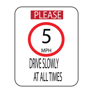 5 mph speed limit traffic sign vector illustration slows down the speed of vehicles to improve safety, especially in high-risk areas or with many pedestrians