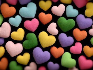 Fototapeta premium Colourful heart-shaped candies symbolize sweet love and joy, perfect for Valentine's Day or a special treat