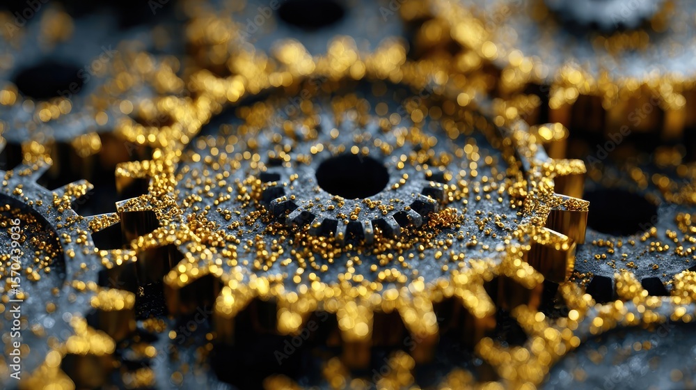 Poster recurring revenue with profitable niche and passive project concept. close-up of intricate metallic 