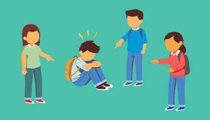 bullying at school.little kid get bullied by friend and feeling sad