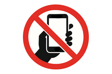 No Mobile Phone Allowed Sign – Prohibition Symbol with Smartphone in Hand Inside Red Circle