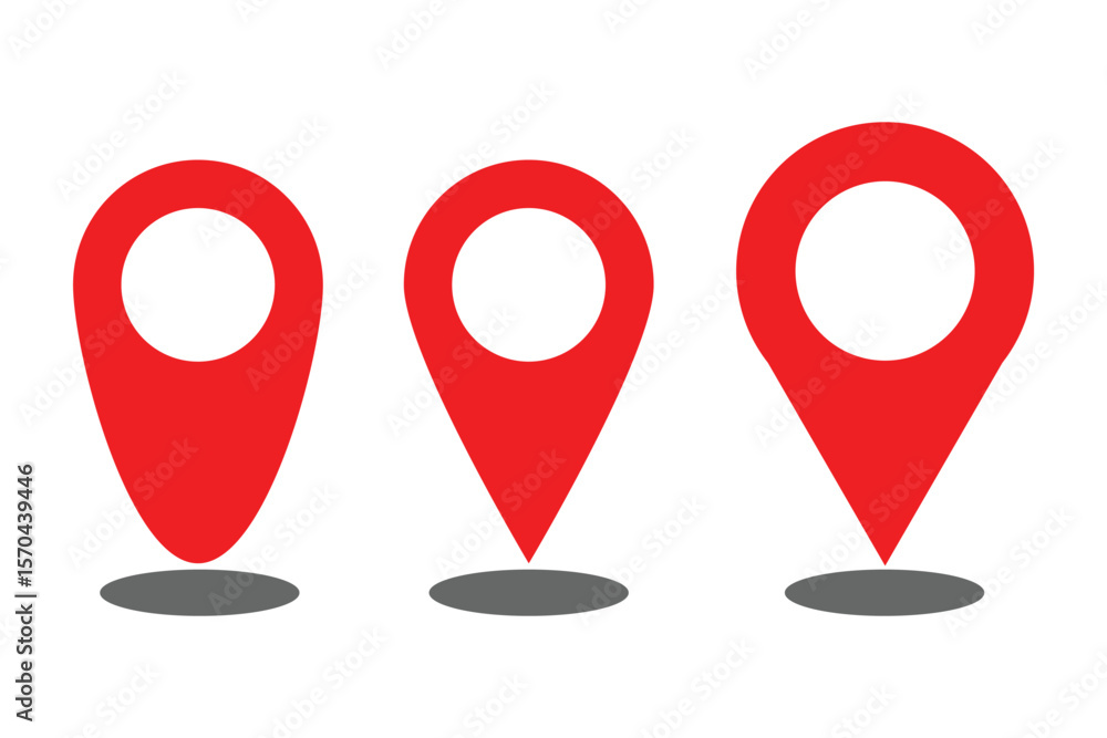Poster set of red map pin icons. design can use for web and mobile app. location icon. map pin icon. locati