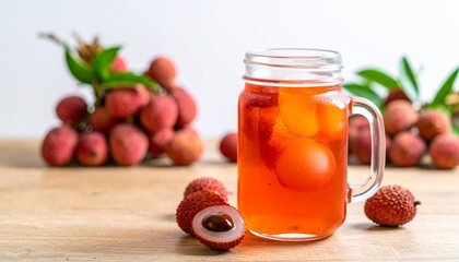 Lychee Ice Tea in Jar with Condensation
