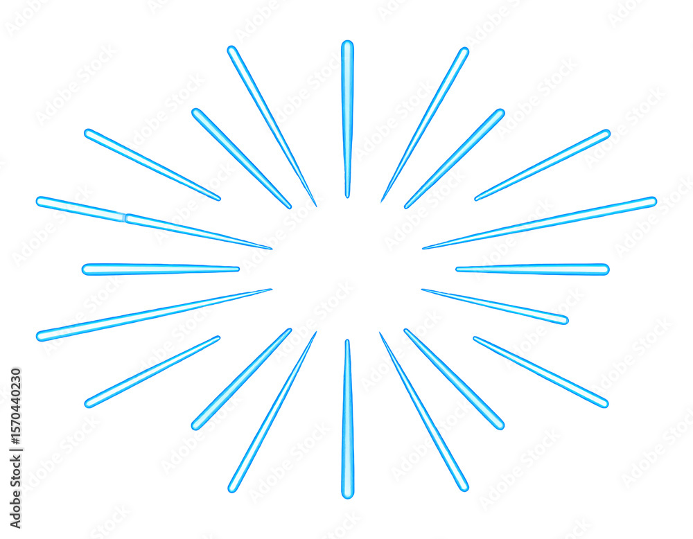 Poster cyan starburst graphic with parallel lines radiating from a central dark void