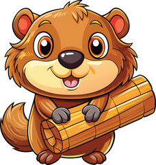 cartoon illustration of a happy groundhog character with a chubby body and rounded features. 