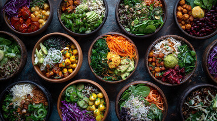 Fototapeta premium Nutritious and Vibrant Vegan Bowls and Salads