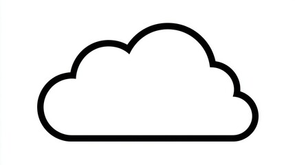 Cloud Drive Storage Icon or Cumulus Cloud Line Art