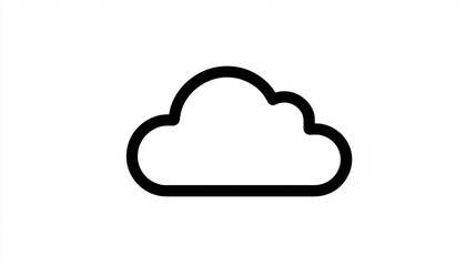 Cloud Drive Storage Icon or Cumulus Cloud Line Art