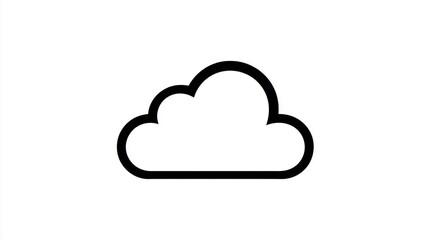 Cloud Drive Storage Icon or Cumulus Cloud Line Art