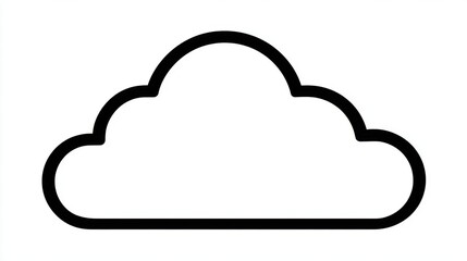 Cloud Drive Storage Icon or Cumulus Cloud Line Art