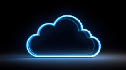 Cloud Drive Storage Icon or Cumulus Cloud Line Art