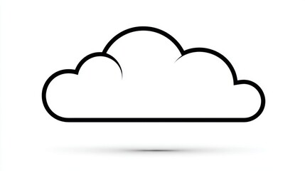 Cloud Drive Storage Icon or Cumulus Cloud Line Art