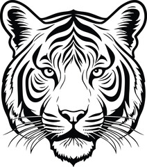 Tiger Face Doodle Line Art Transparent Vector Design,