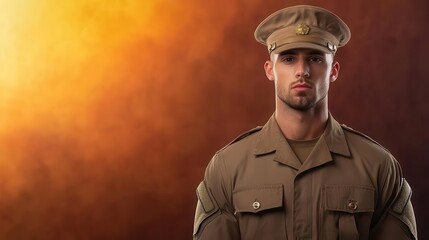 Marine in uniform at ceremony, standing tall in honor of fellow soldiers