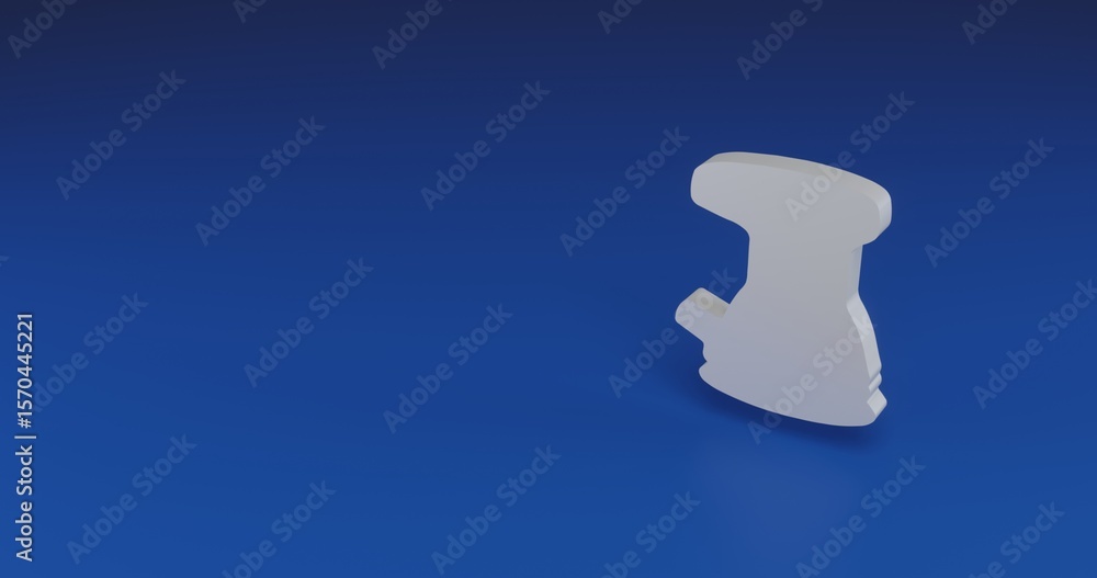 Poster isolated realistic white sanding machine symbol with shadow. located on the right side of the scene.
