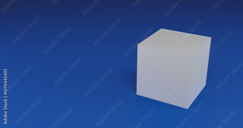Aufkleber isolated realistic white cube with shadow. located on the right side of the scene. 3d illustration o