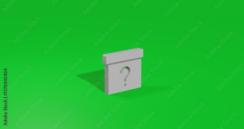 Poster isolated realistic white gift box with a question symbol front view with shadow. 3d illustration on 