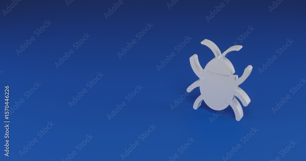 Poster isolated realistic white bug symbol with shadow. located on the right side of the scene. 3d illustra