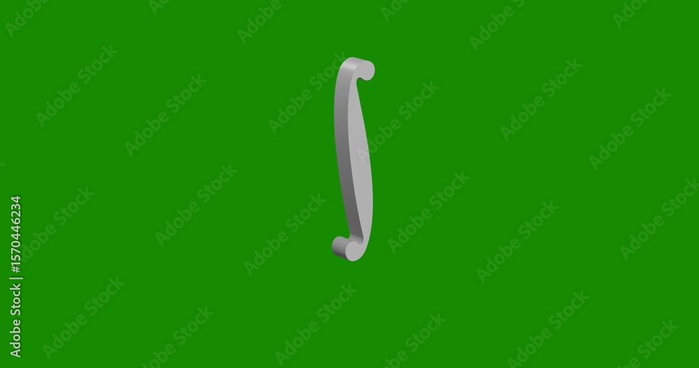 Poster isolated realistic white integral symbol front view with shadow. 3d illustration on green chroma key