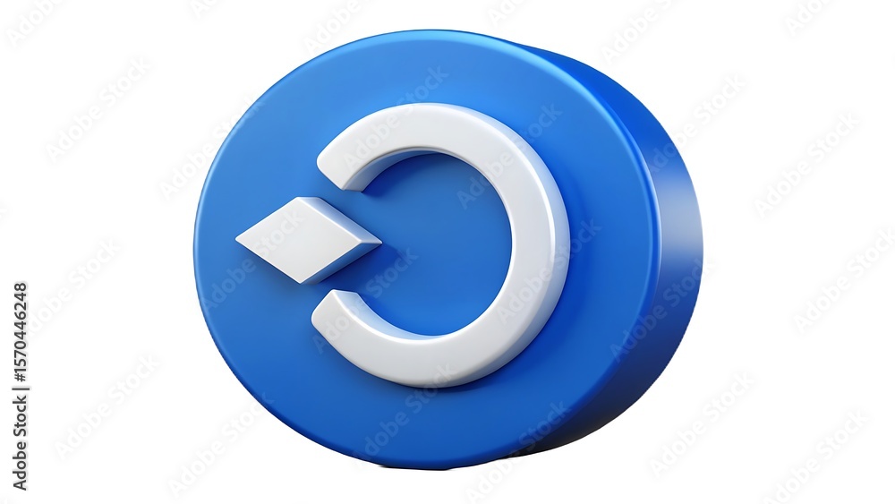 Fototapete modern 3d rendered logo emblem design featuring a bold blue circular backdrop and contrasting white 