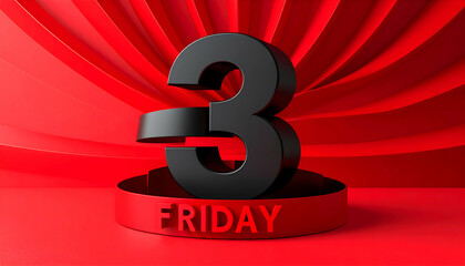 Anticipating a Friday the 3rd event with a bold number on display against a vibrant swirling red