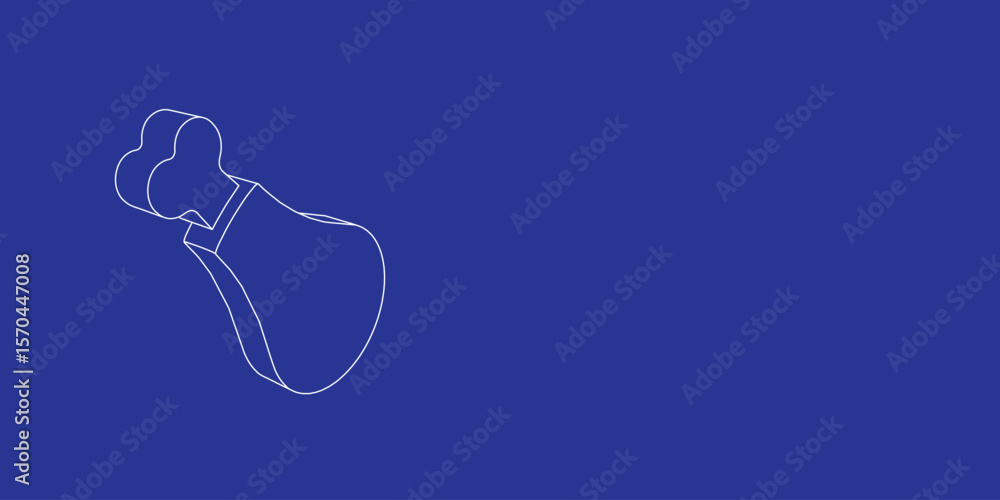 Aufkleber the outline of a large chicken's leg symbol made of white lines on the left. 3d view of the object i