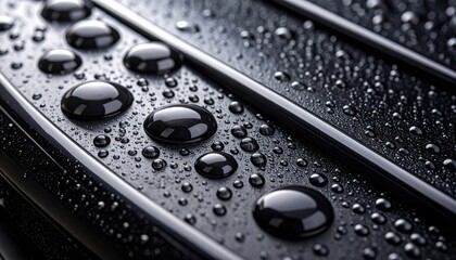 Water Droplets On Dark Surface