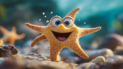 Happy Starfish Cartoon