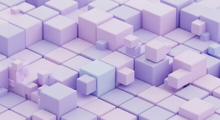 Fototapeta premium Abstract Pastel Cubes Pattern Gentle Pink and Purple Tones