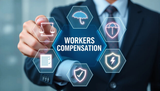 Concept of worker compensation. Benefit and claim compensation for employee of injury