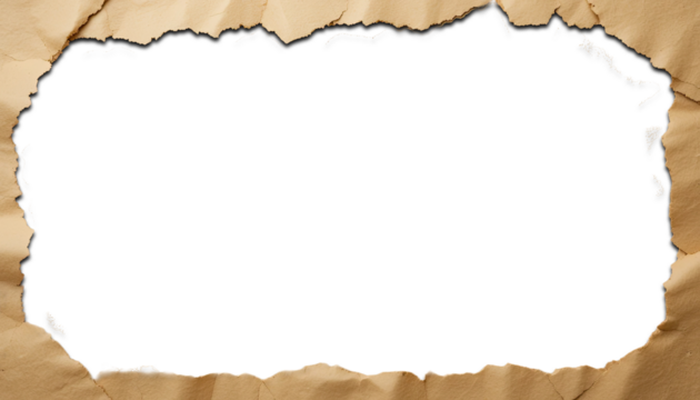 A blank, old, brown, and torn parchment with burnt edges and a grunge texture frames an empty, ancient surface