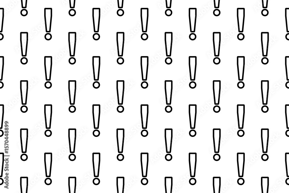 Poster seamless pattern completely filled with outlines of exclamation symbols. elements are evenly spaced.